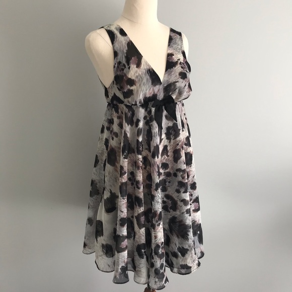PETER ALEXANDER Sheer Floaty Babydoll Nightie Purple Black Sleeveless V-Neck Bow - Picture 2 of 15